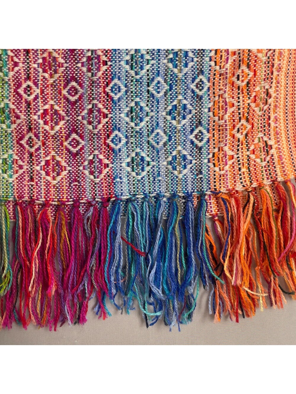 Pedsa 100% Alpaca Rainbow Woven Scarf Made in Peru Colorful Boho Unisex